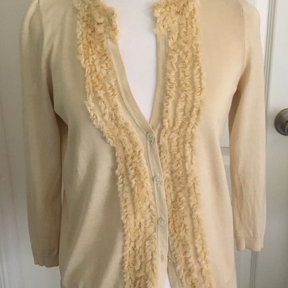 Talbots Ruffled cardigan cream